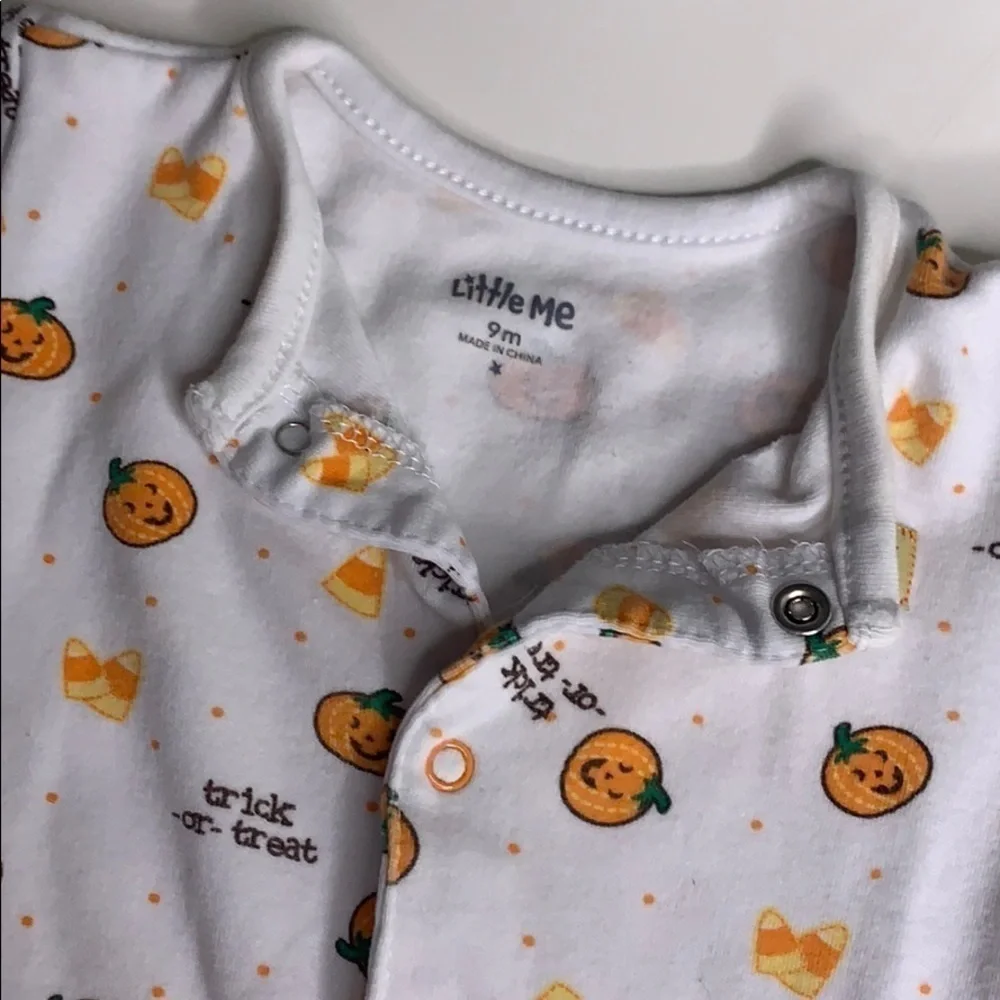 Little Me Trick or Treat Pumpkin Footed pajamas